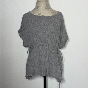 Heather Gray Women's Blouse with Drawstring Waist